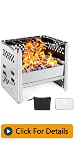 Camping Stove with Grill Gate and Storage Bag