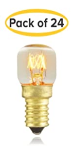 (24 Bulb)Salt Lamp Bulbs 15 Watt Dimmable E14 Socket Oven Replacement Incandescent Light