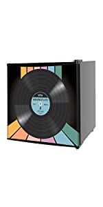 Kuhla 43L Table Top Mini Fridge Retro Record design