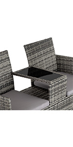 tectake-table-1 800168 Rattan Garden Bench with Table