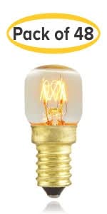 (24 Bulb)Salt Lamp Bulbs 15 Watt Dimmable E14 Socket Oven Replacement Incandescent Light