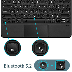 Bluetooth Keyboard with Trackpad Backlit Slim Folio Cover 