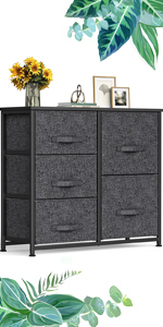 2-Fabric Dresser Storage Tower, Dresser Chest with Wood Top bedroom