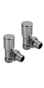 ELEGANT Chrome Angled Radiator Valves 15mm-Pair Central Heating Taps