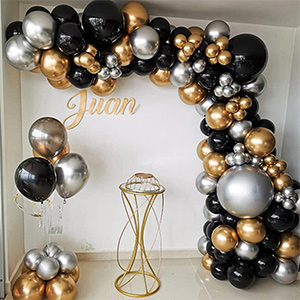 black gold silver balloon arch kit