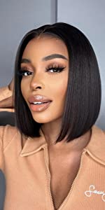 V part wig bob human hair wig