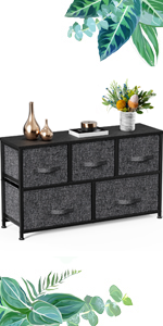 2-Fabric Dresser Storage Tower, Dresser Chest with Wood Top bedroom