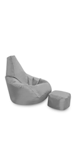 Adults Bean Bag and Footstool set filled highback bean bag chair and matching footstool 