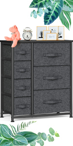 2-Fabric Dresser Storage Tower, Dresser Chest with Wood Top bedroom