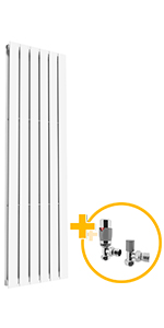 White Vertical Flat Panel 1600x450mm with Thermostatic Valves