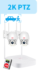 Wireless CCTV Camera System with (2)3MP PTZ IP Cameras and 1TB Hard Drive