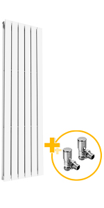 White Vertical Flat Panel 1600x450mm with Normal Valves