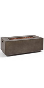 Dark Grey Rectangle Gas Fire Pit
