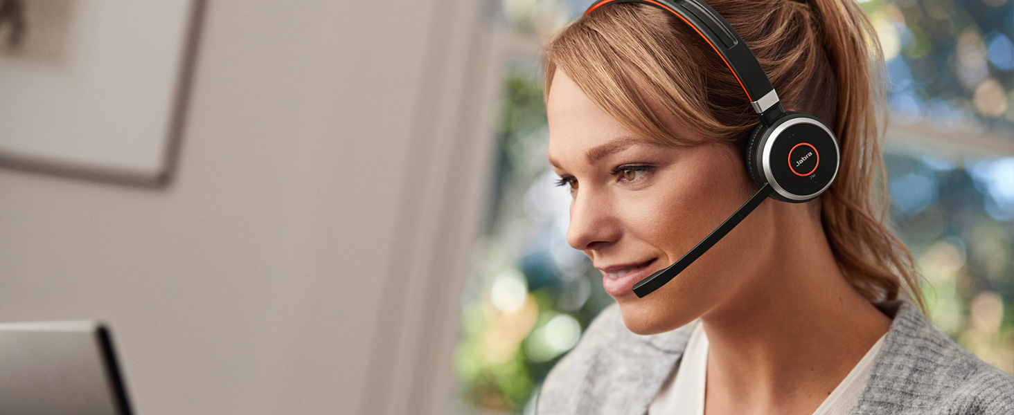 Jabra Evolve 65 UC Stereo Wireless Bluetooth Headset / Music Headphones Includes Link 360