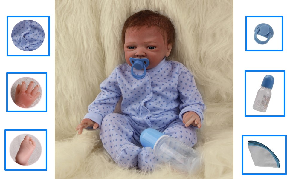 ZIYIUI 22 Inch 55cm Reborn Dolls Boy Soft Silicone Vinyl Real Life Reborn Toddler