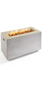 Light Grey Rectangle Gas Fire Pit