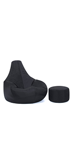 Recliner bean bag and footstool set matching adult beanbag and footstool