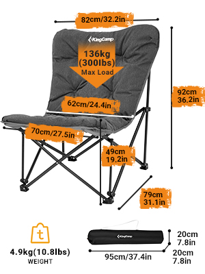 camping chair with wide padded seat