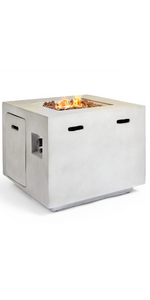 Light Grey Square Gas Fire Pit