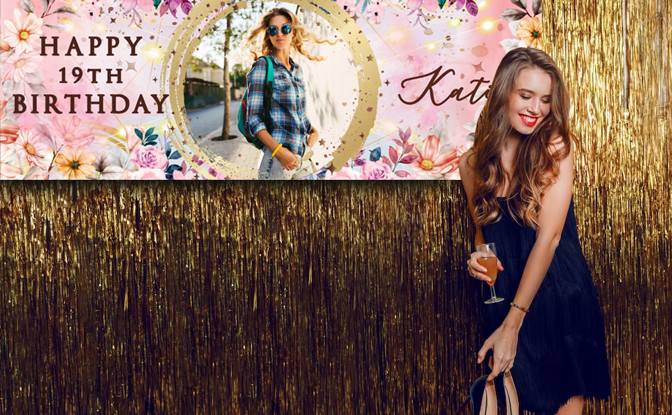 Happy birthday flower party banner background backdrop