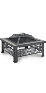 VonHaus Square Fire Pit Outdoor Heating Warmth