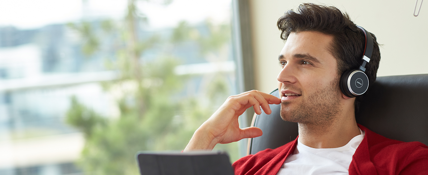 Jabra Evolve 65 UC Stereo Wireless Bluetooth Headset / Music Headphones Includes Link 360