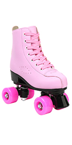 Pink PU leather roller skates