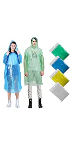 4Pcs Disposable Rain Poncho
