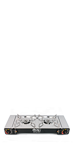 NJ SG-2SS Double Burner Stainless Steel Camp Gas Stove Portable Cooker Butane BBQ Outdoor