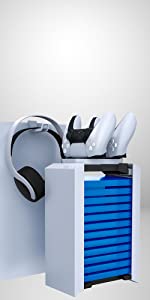 ps5 accessories kit, 12 game storage tower, ps5 charging dock, headset stand