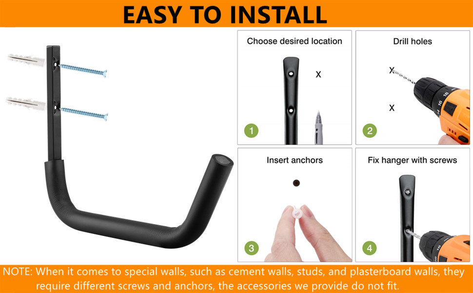 Garage Storage Hook Installation Instructions: