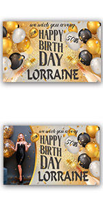 White Gold Birthday Banner Backdrop