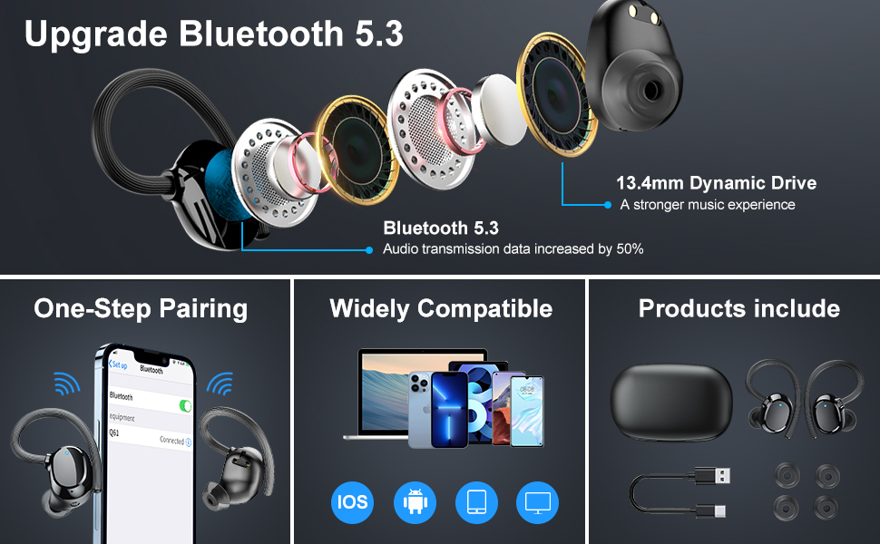 Q61 Bluetooth 5.3 Headphone Waterproof
