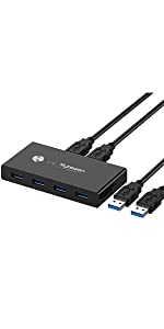 USB 3.0 Switch Selector, 2 Computer Sharing 4 USB Devices,