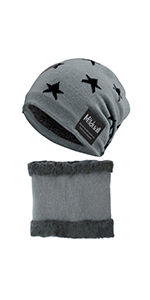 Kids Winter Warm Knit Beanie Hat Neck Warmer Scarf Set