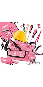 18 Piece Pink Kid's Tool Kit Set with Tool Bag