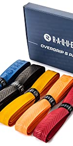 raquex ridged overgrip over grip 5 pack with patterned design