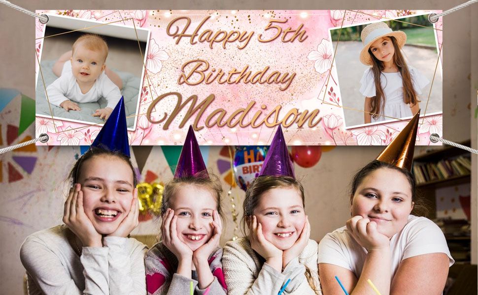 Happy birthday flower party banner background backdrop