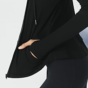 SEAUR Women Running Jacket Zip Up Sport Hoodie with Side Pockets Long Sleeves Sport Jacket for Yoga
