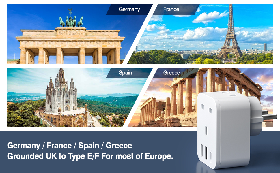 You can insert shaver/toothbrush plug into this universal travel adapter for EU