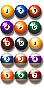 billiar balls multi color