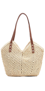 Straw Shoulder Bag For Women Large Straw Bags Weave Handmade Handle Tote Bag Beach Straw Handbags