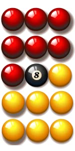 billiar balls red yellow