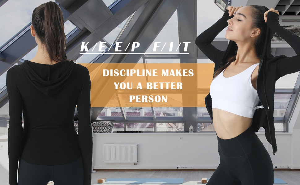 SEAUR Women Running Jacket Zip Up Sport Hoodie with Side Pockets Long Sleeves Sport Jacket for Yoga