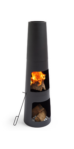 Rounded Black Steel Chiminea