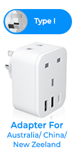 UK to Australian plug adapter with 3 USB and Shaver Socket 13A