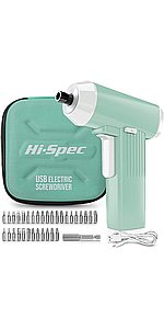 34 Piece Green USB Electric Power Screwdriver and Bit Set