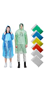 6Pcs Disposable Rain Poncho