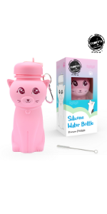 Girls water bottl, pink cat shaped