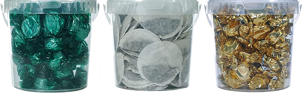 1l clear plastic container tubs buckets with lids